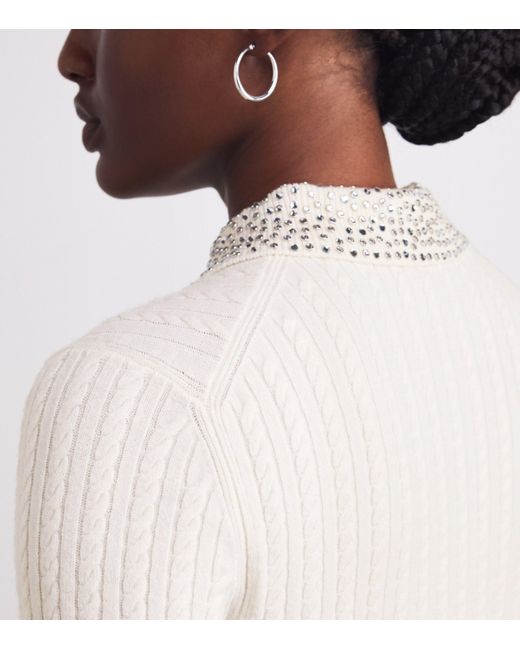 Maje White Wool Embellished Cardigan