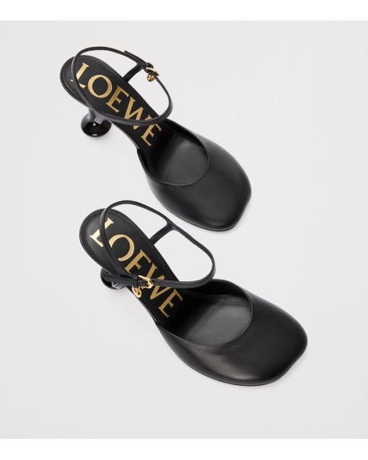 Loewe Black Leather Toy Ankle-Strap Pumps 90
