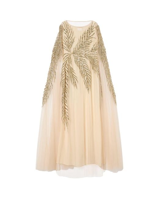 Marina Rinaldi Natural X Tony Ward Embellished Maxi Dress And Cape