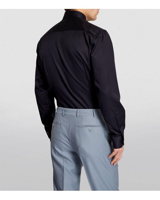 Eton of Sweden Blue Cotton Floral-collar Shirt for men