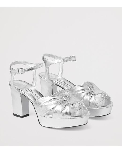Jimmy Choo White Heloise 80 Leather Heeled Sandals