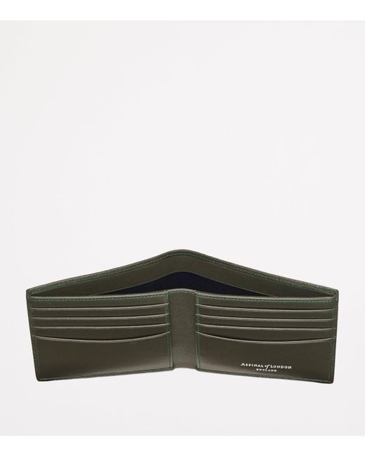 Aspinal Green Leather Bifold Wallet for men