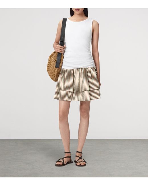 AllSaints Natural Cotton Stripe Kali Mini Skirt