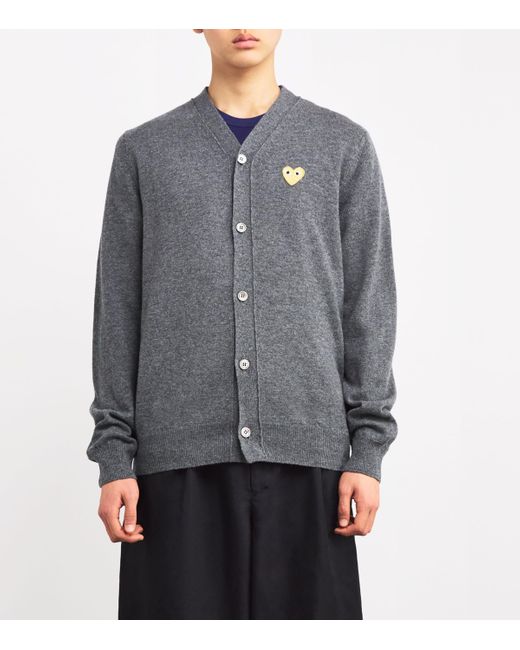 COMME DES GARÇONS PLAY Gray Wool Heart Cardigan for men