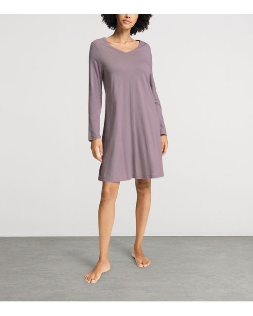 Hanro Purple Cotton-Modal Sleep & Lounge Nightdress