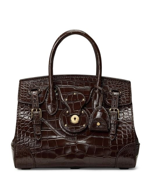 Ralph Lauren Brown Alligator Leather Ricky 27 Top-Handle Bag