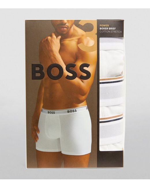 Boss White Stretch-Cotton Logo Trunks for men