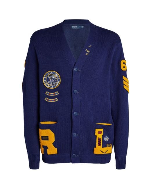 Polo Ralph Lauren Blue Varsity-patch Cardigan for men
