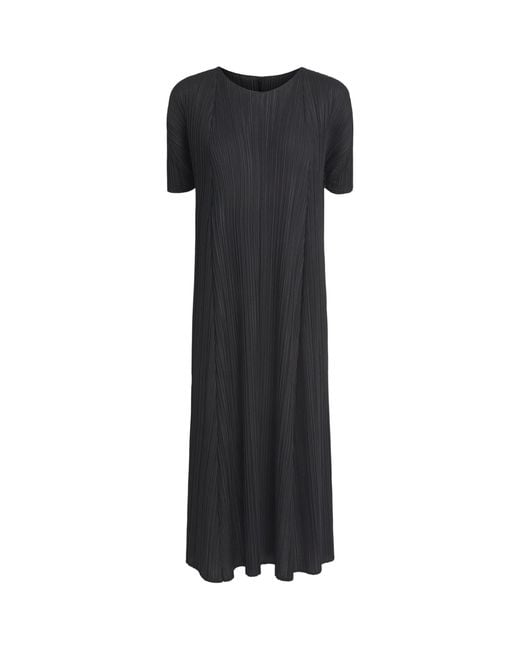 Pleats Please Issey Miyake Black Mellow Pleats Midi Dress