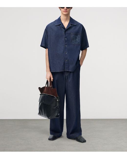 Loewe Blue Chambray Short-Sleeve Shirt for men