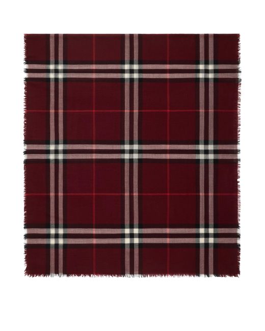 Burberry Red Wool Wide Check Scarf