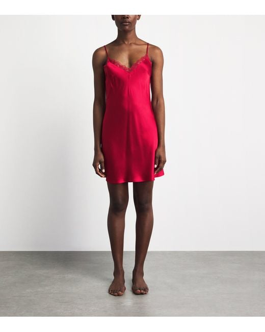 Simone Perele Red Silk-Blend Love Me Slip Dress