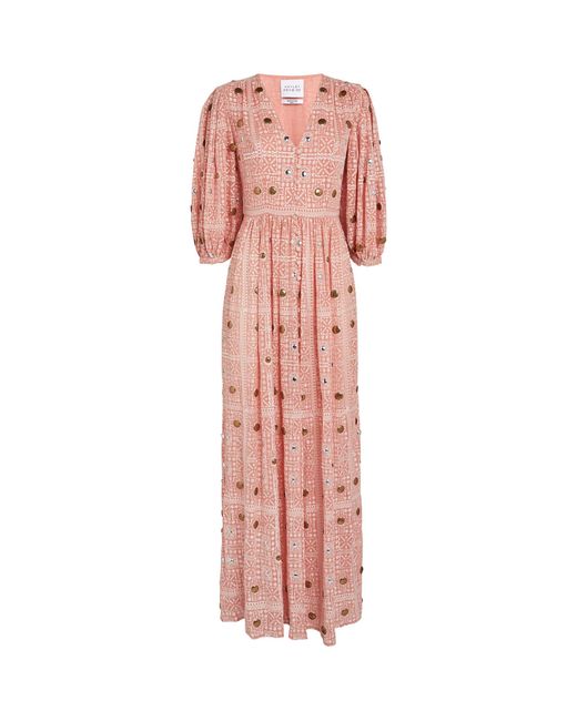 Hayley Menzies Pink Embellished V-neck Maxi Dress