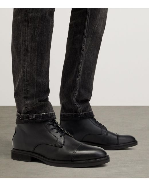 AllSaints Black Leather Drago Boots for men