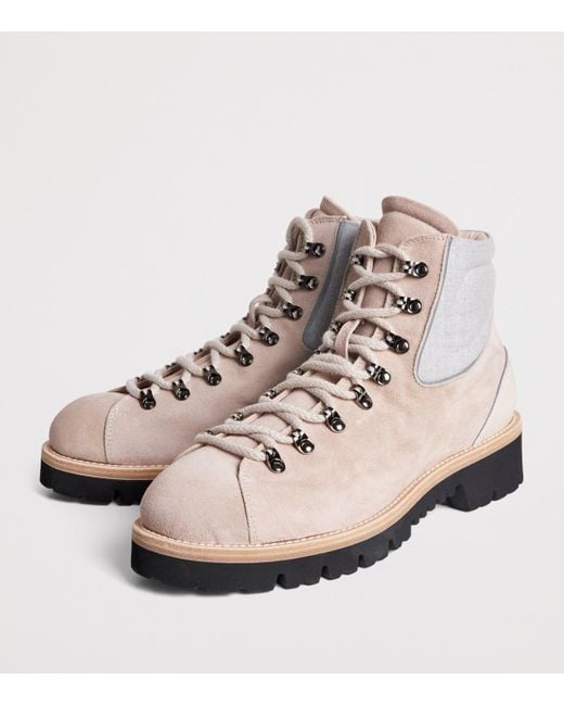 Eleventy Natural Suede Lace-Up Boots for men