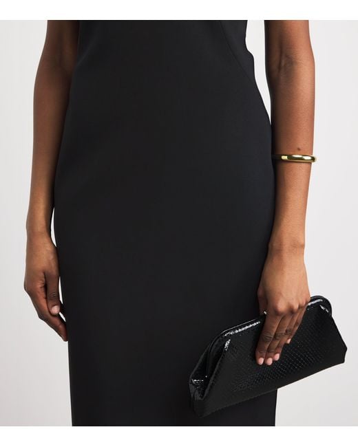 Pamella Roland Black Embellished Off-The-Shoulder Midi Dress