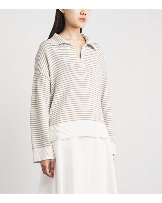 Barbour White Cotton Stripe Aylesby Sweater