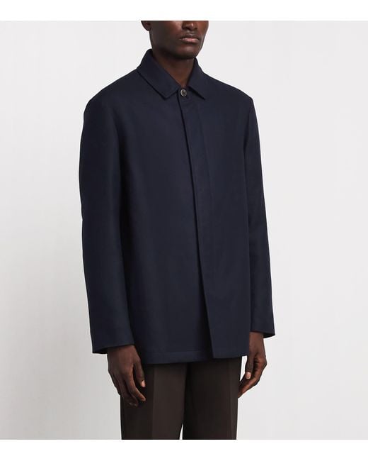Colombo Blue Wool Car Coat for men
