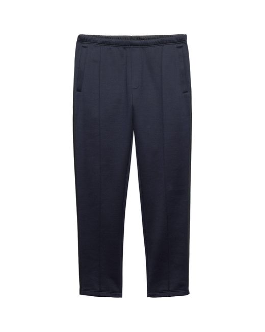 Prada Blue Cotton-Blend Re-Nylon Trousers for men