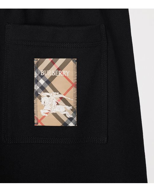 Burberry Black Cotton Check Logo Shorts for men