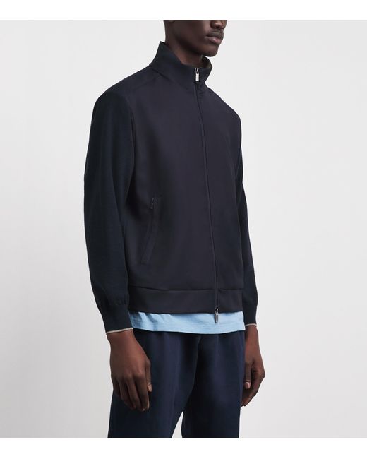 Paul & Shark Blue Wool Bomber Jacket for men