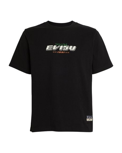 Evisu Black Hanafuda Daruma T-shirt for men