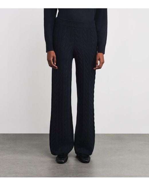 Soft Goat Blue Cashmere Cable-Knit Sweatpants