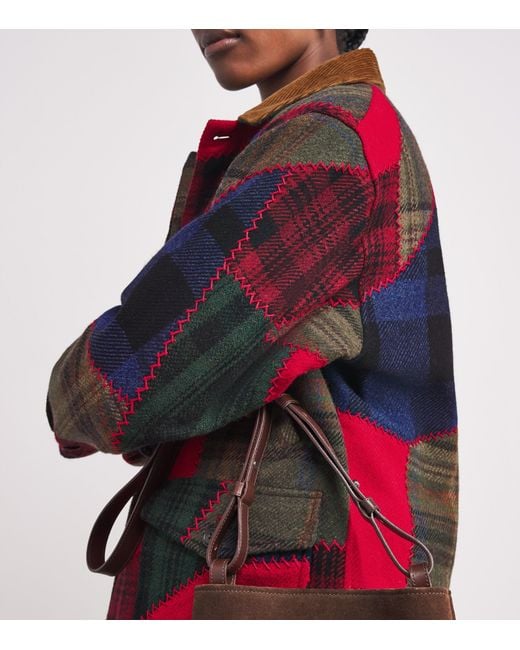 Polo Ralph Lauren Red Wool-Blend Patchwork Chore Jacket