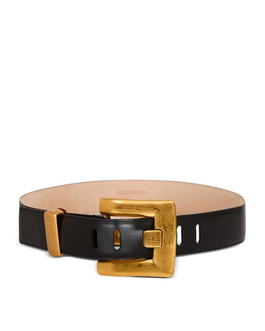 Balmain Black Leather Anthem Belt