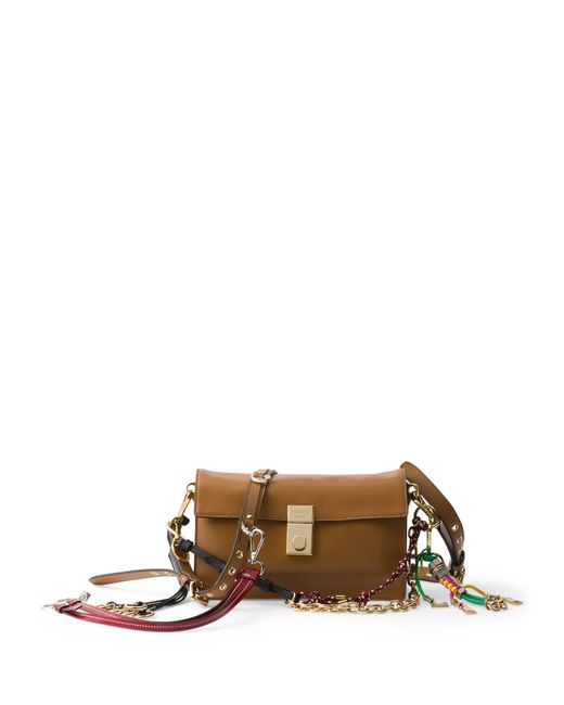 Prada Brown Small Leather Soft Sound Shoulder Bag