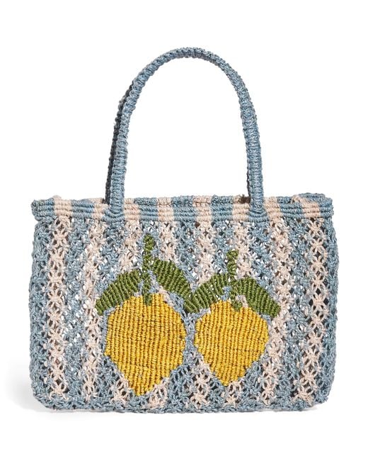 The Jacksons Blue Small Stripe Lemons Tote Bag