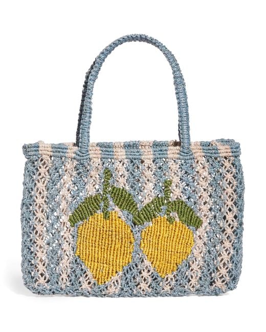 The Jacksons Blue Small Stripe Lemons Tote Bag