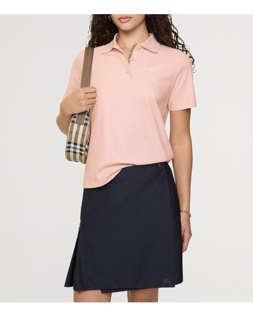 Burberry Pink Cotton Ekd -Embroidered Polo Shirt for men