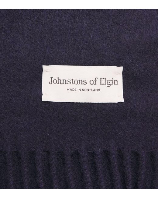 Johnstons Blue Natural Cashmere Scarf for men