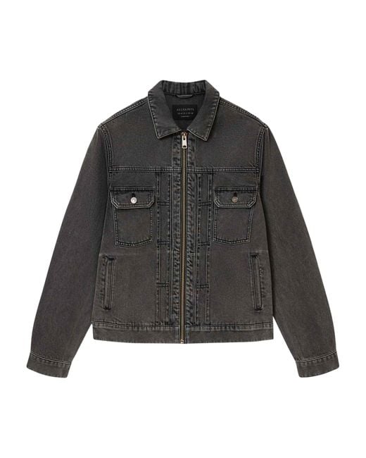 AllSaints Gray Brightmore Denim Jacket for men