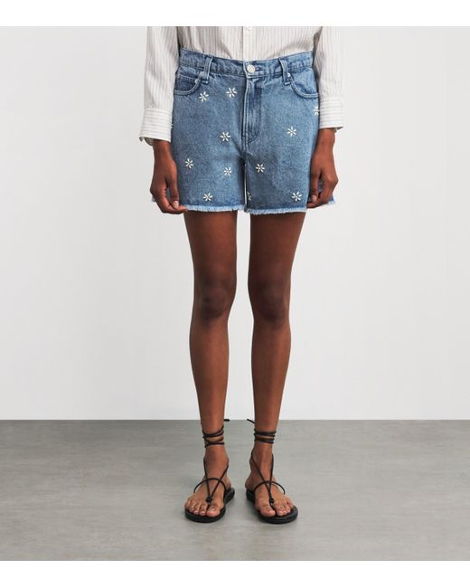 Rag & Bone Blue Denim Embellished Aspen Shorts