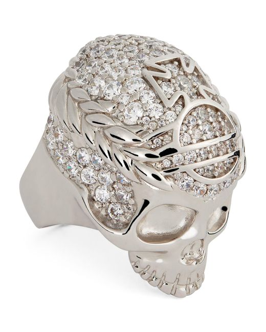 Vivienne Westwood Metallic Silver Crystal-embellished Skull Ring for men