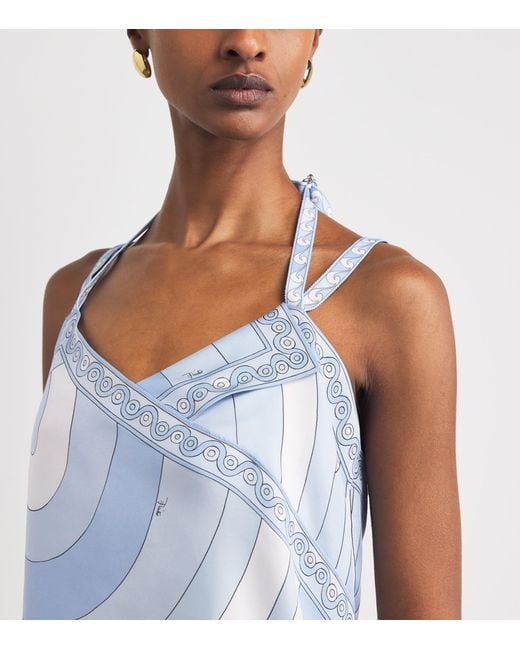 Emilio Pucci Blue Silk Iride Top