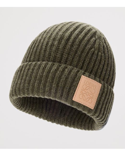 Loewe Green Cashmere Logo Beanie