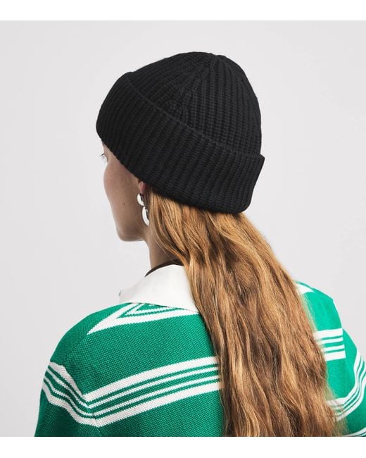 Maje Black Wool-Cashmere Clover Beanie