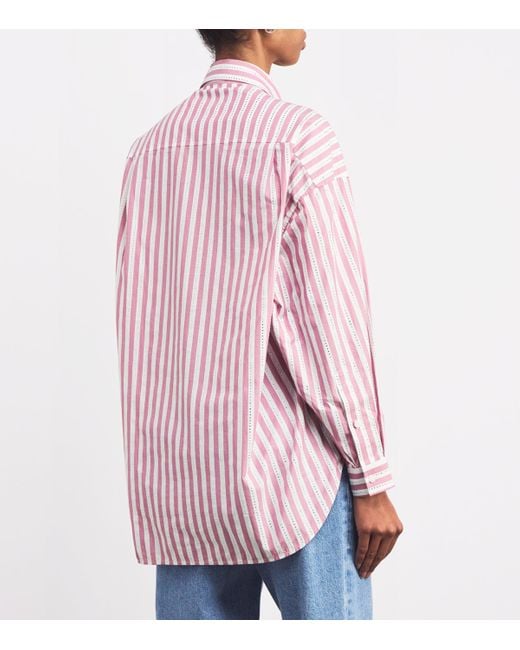 Sandro Pink Embellished Striped Shirt