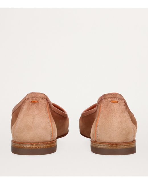 Santoni Brown Suede Loafers