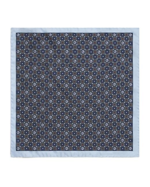 Giorgio Armani Blue Silk Monogram Pocket Square for men