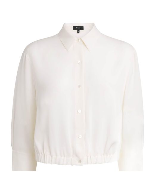 Theory White Supima Cotton Cinched Shirt
