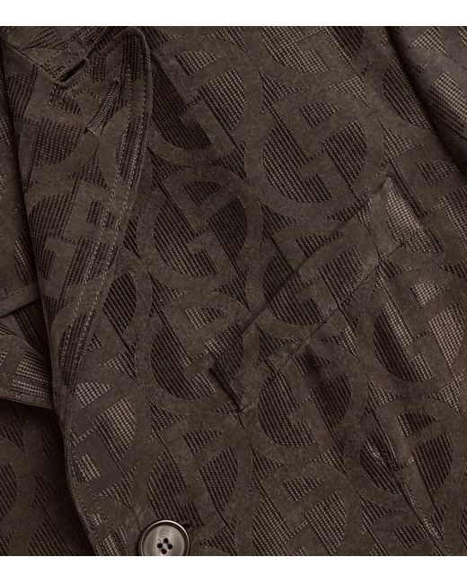 Giorgio Armani Brown Cupro Monogrammed Blazer for men