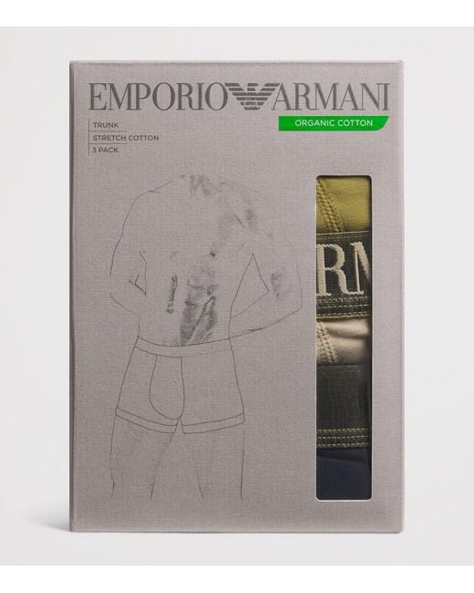 Emporio Armani Blue Stretch-Cotton Logo Trunks for men