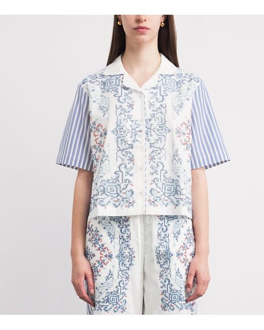 Claudie Pierlot Blue Cotton Embroidered Shirt