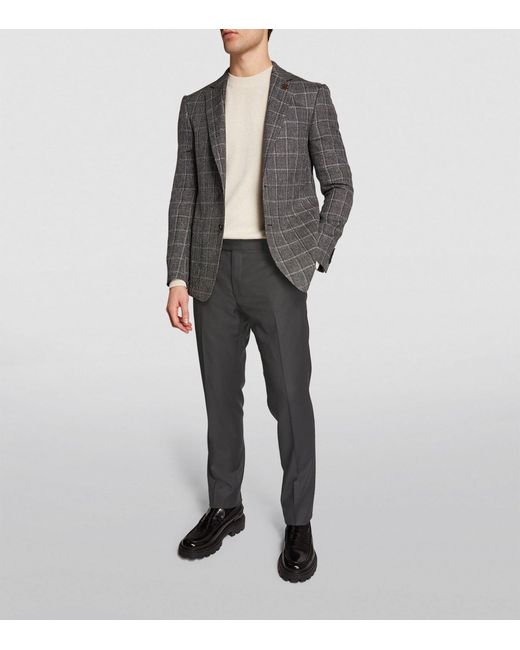 Corneliani Gray Virgin Wool Slim Tailored Trousers for men