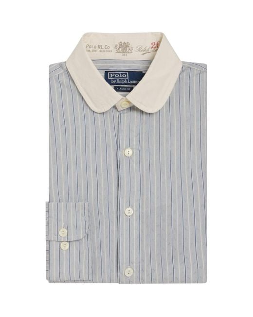 Polo Ralph Lauren Club-Collar Striped Shirt in Gray for Men | Lyst