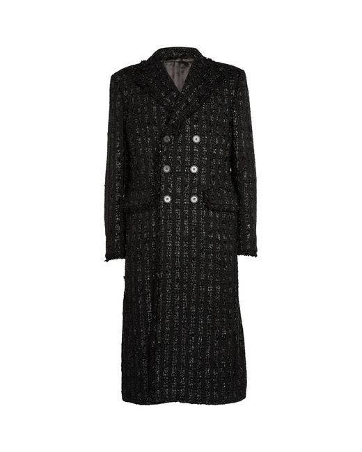 Simone Rocha Black Cotton-blend Tweed Coat for men